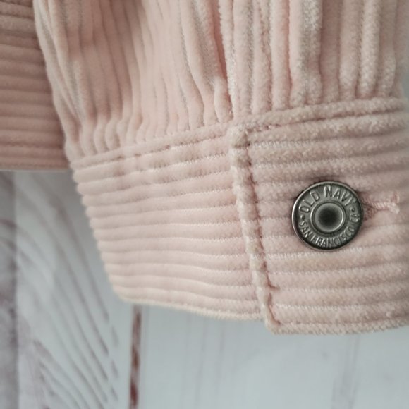 Old Navy Light Pink Sherpa Lined Corduroy Trucker Jacket, Women’s L, Button-Down - Picture 6 of 10